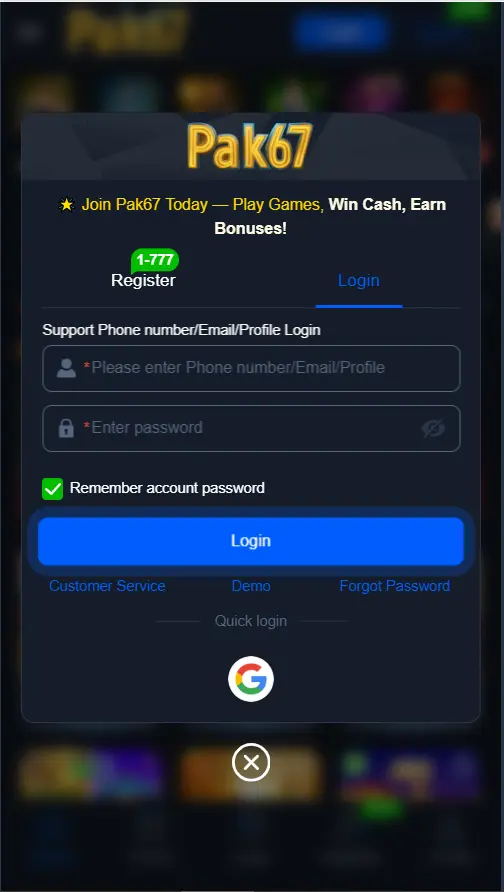 Pak67 Game Login